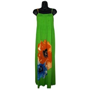 India Boutique Floral Smocked Maxi Dress Sundress Free Size‎